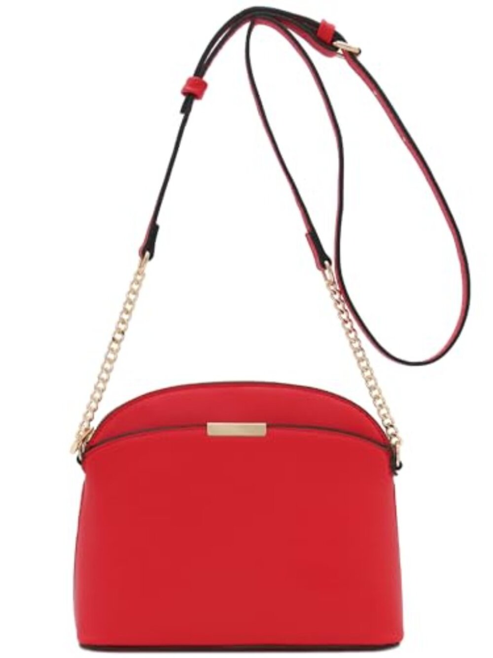 Faux Leather Small Dome Crossbody Bag with Chain Strap - Picture 4 of 7